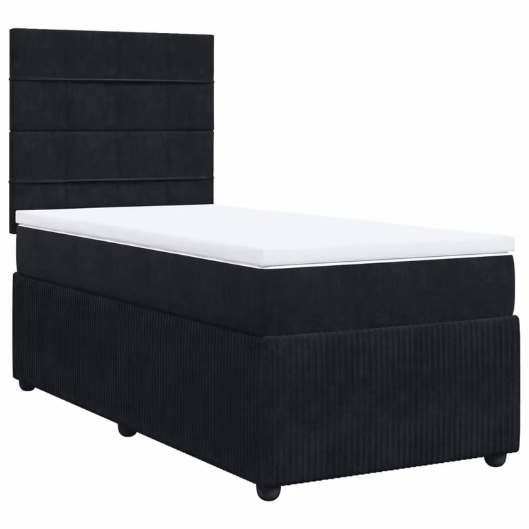 Giroletto a Molle con Materasso Nero 100x200 cm in Velluto