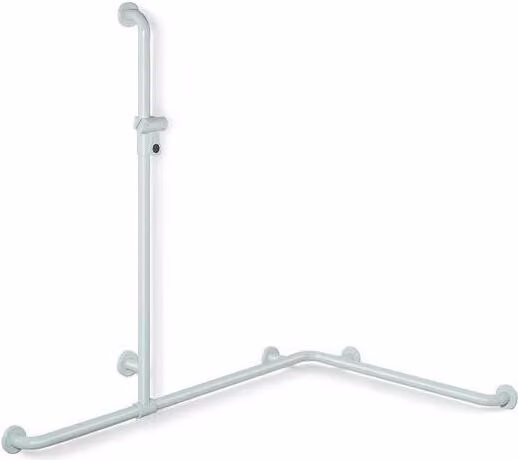 Corrimano per doccia serie 801, verticale 1100 mm, orizzontale 1185 mm + 762 mm, bianco puro