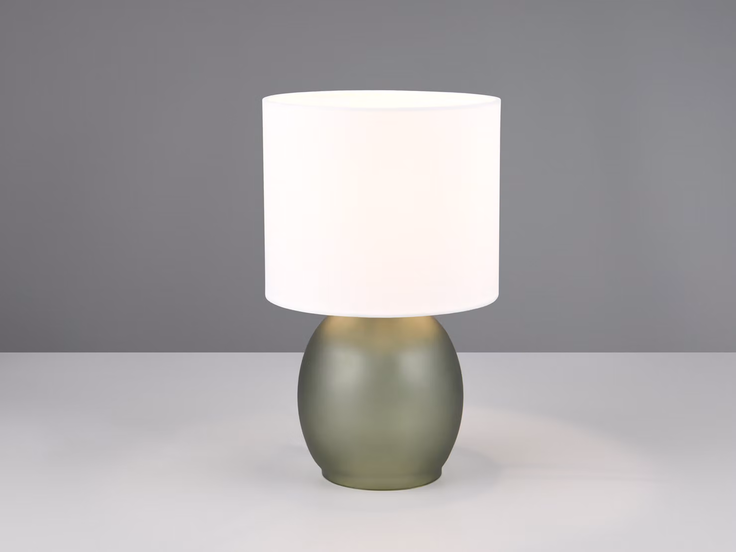 Lampada da tavolo con paralume Vela verde e bianco, 1xE14x10W, vetro, dimensioni: 29x18x18 cm, IP20, Trio