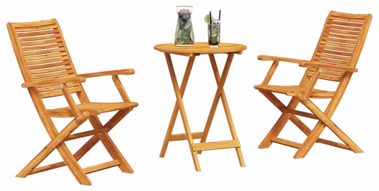 Set Bistro Pieghevole 3 pcs Marrone Legno di Acacia Massello