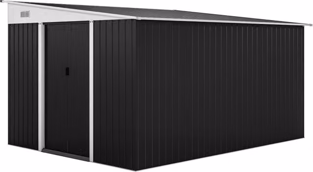 Casetta Porta Attrezzi da Giardino ¨C Xylo ¨C Acciaio Nero 345x280x169cm con Porta Scorrevole