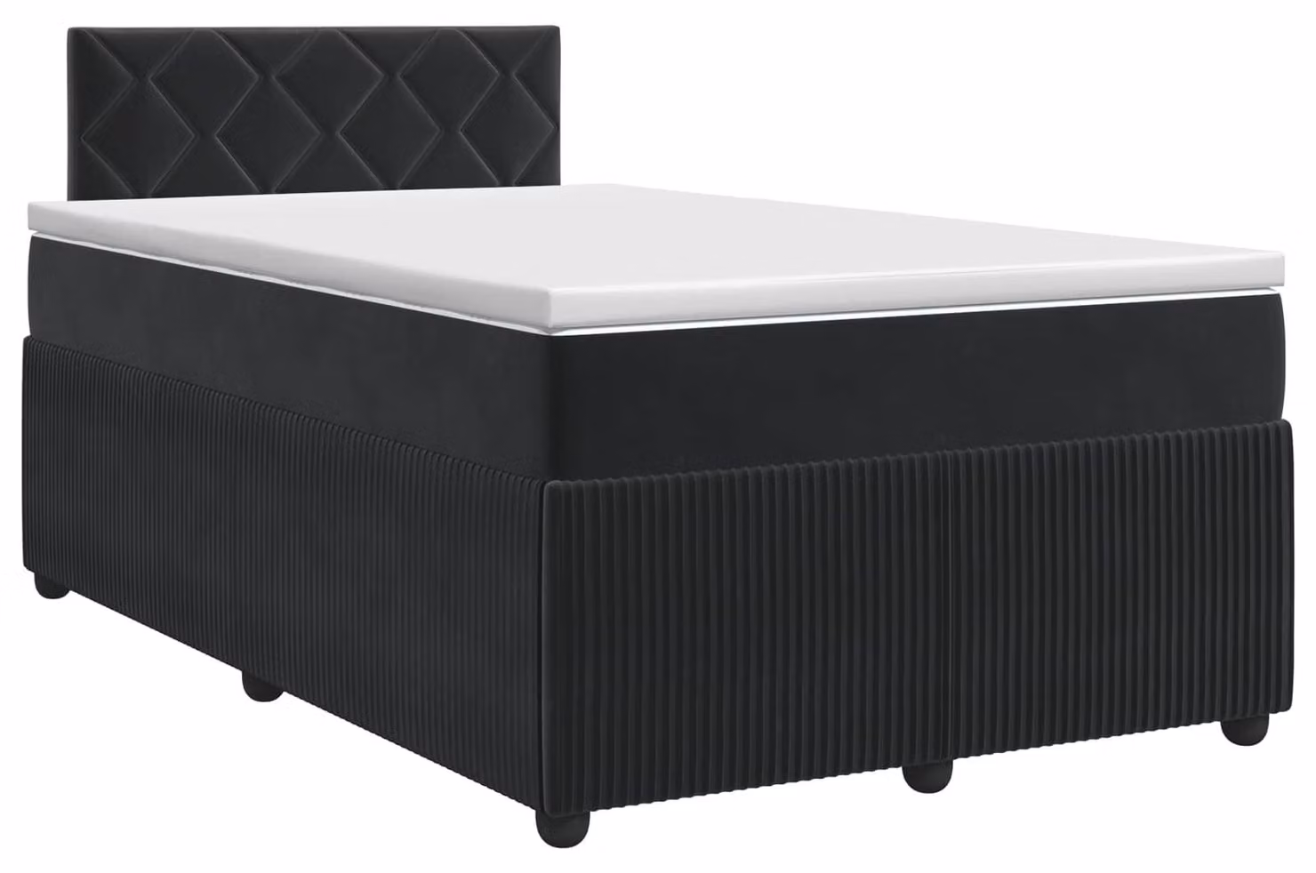 Letto a molle con materasso nero 120 x 190 cm in velluto