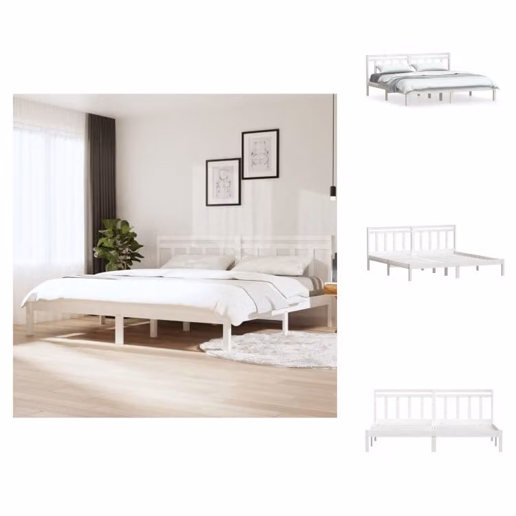 vidaXL Letto in legno massiccio di pino bianco 160x200 cm - Letti e strutture letto