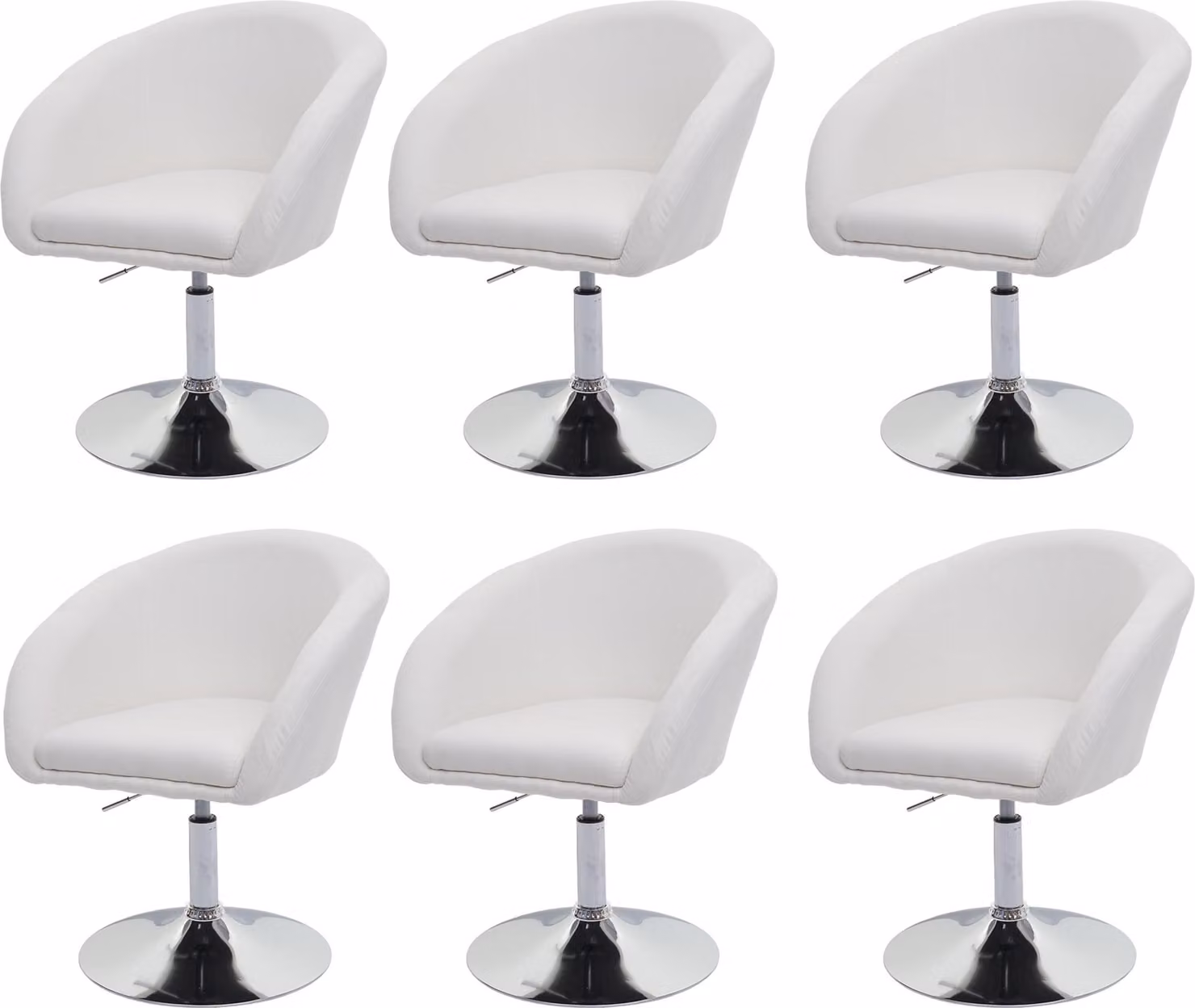 Set di 6 sedie da pranzo imbottite | A x L x P 90 x 59 x 60 cm | Altezza seduta 45 cm | Girevoli e regolabili in altezza | Tessuto/materiale tessile bianco crema | Sedia da cucina Sedia girevole Poltrona lounge