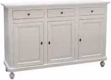 Credenza base napoletana in legno Shabby chic 3 ante bianca pomelli argento