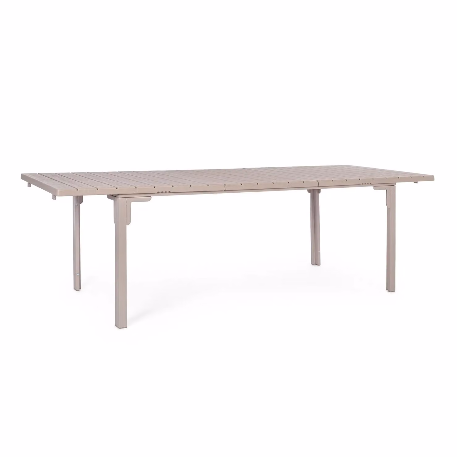 Tavolo allungabile da giardino VALENCIA tortora effetto legno, struttura in acciaio, 180×89,5-240×89,5 cm