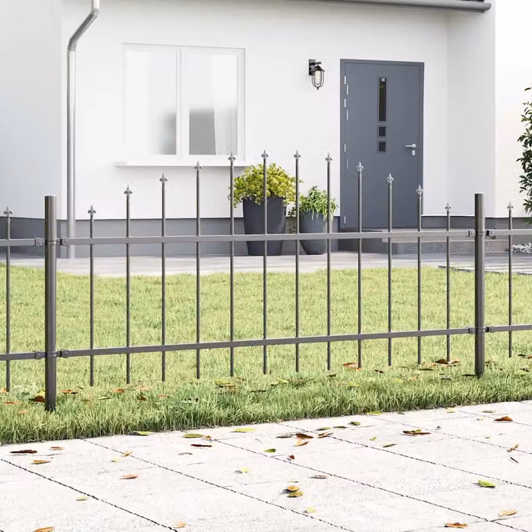 Set di 6 recinzioni per giardino vidaXL in acciaio verniciato a polvere, colore grigio, H: 170 cm, L: 115 cm