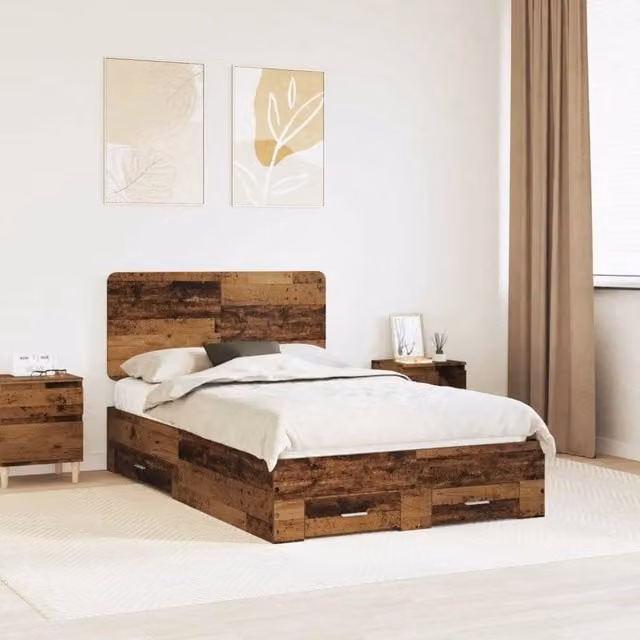 Struttura del letto con cassetto Legno vecchio 120 x 190 cm 3412817