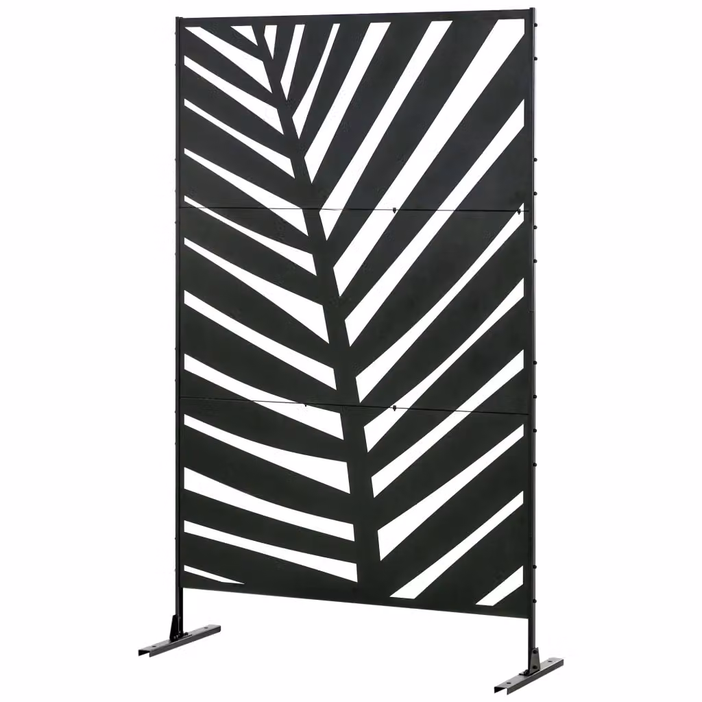 Paravent decorativo Zephmum in acciaio nero per giardino e balcone L 122 cm x P 45 cm x H 198 cm – 2