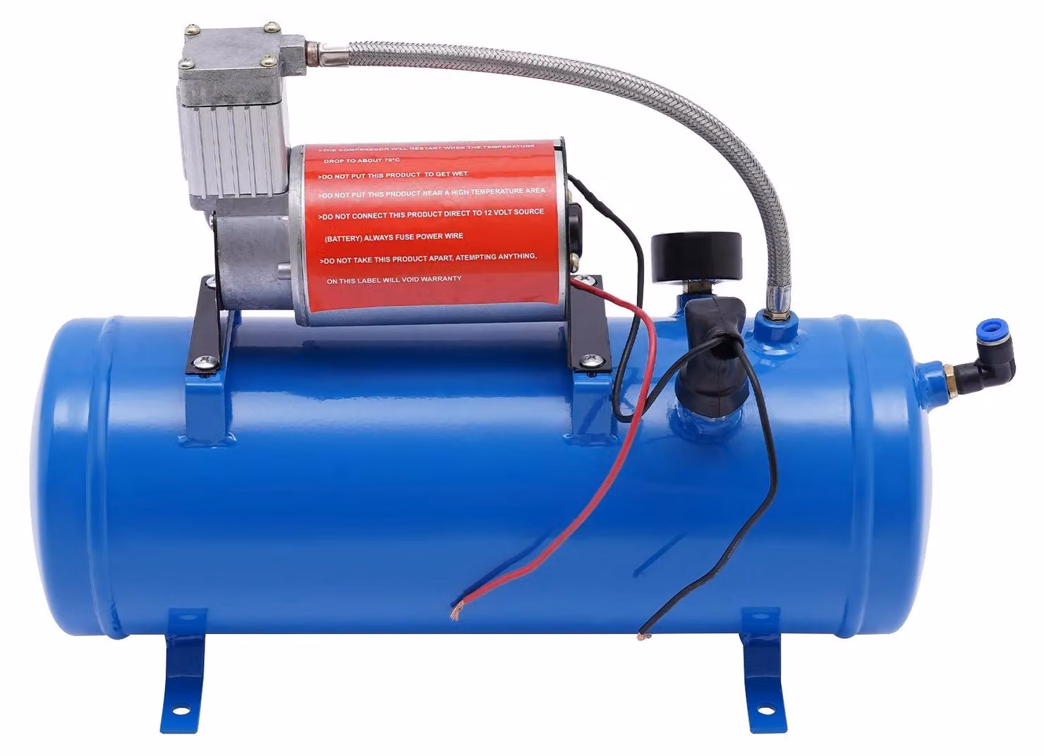 Compressore d'aria, serbatoio da 6 litri, alimentazione 12 V CC, blu