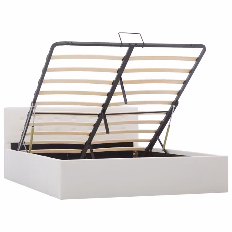 vidaXL Letto contenitore idraulico in Pelle finta bianca 140×200 cm