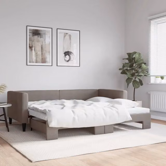 Divano Letto con Letto Estraibile-Sofa Letto-Daybed Tortora 90x200 cm in Tessuto 727713