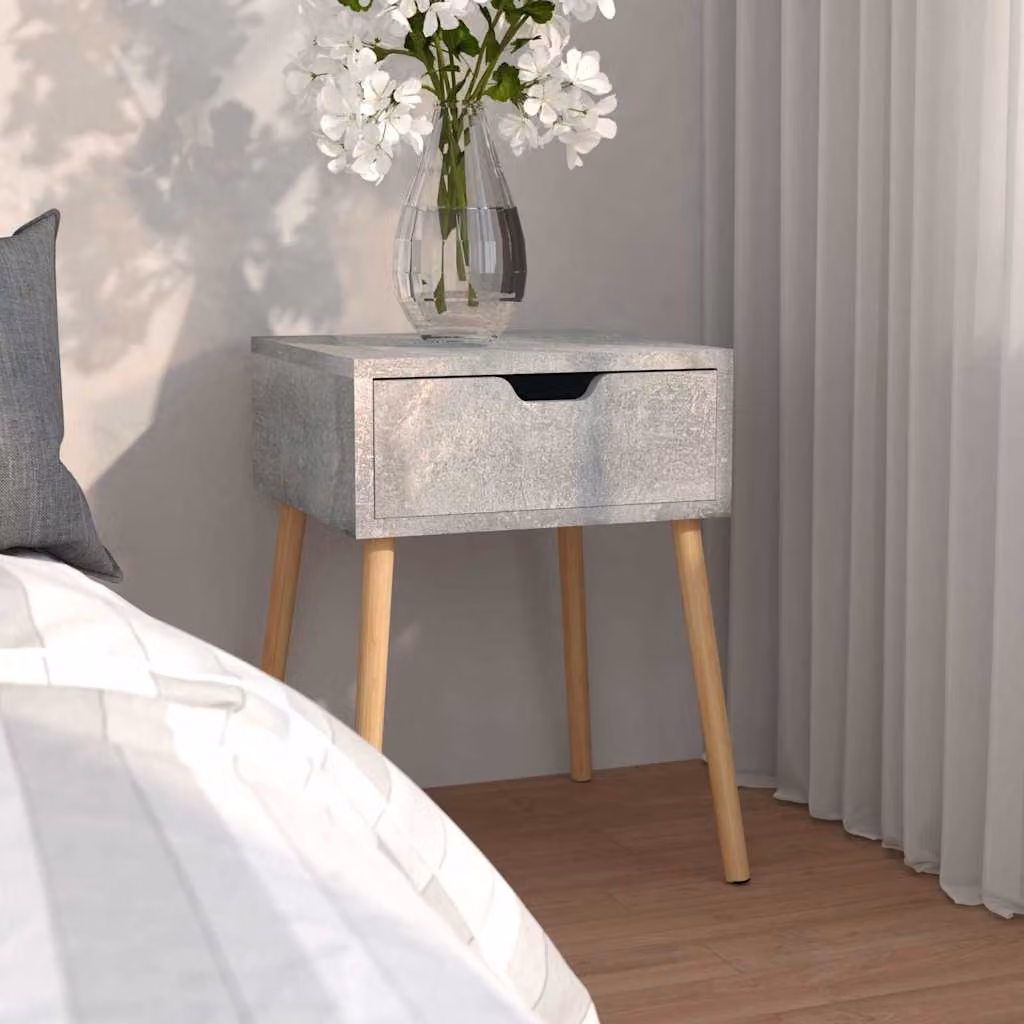 Comodino moderno vidaXL in legno grigio opaco, sospeso a parete, L 40 cm x P 40 cm x H 56 cm