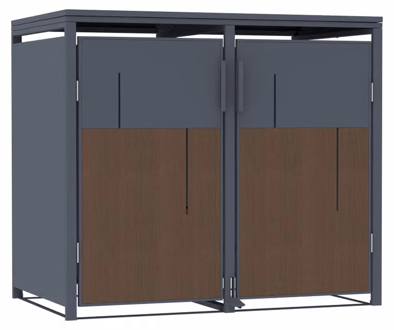 Portacestini antracite effetto legno per 2 bidoni della spazzatura