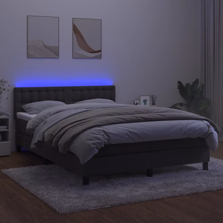 Maison Exclusive - Letto a Molle con Materasso e LED Grigio Scuro 140x190 cm
