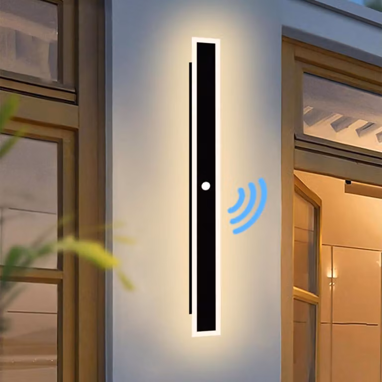 Lampada da parete a LED con sensore di movimento, grado di protezione IP65, temperatura di colore 4500K, lunghezza 60 cm, colore nero