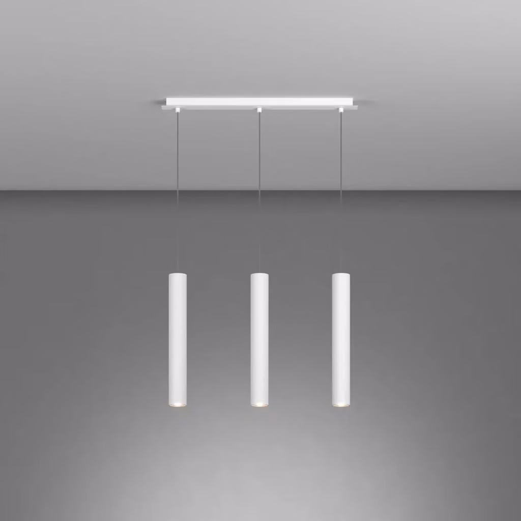 Lampadario Sospeso Rettangolare Xeana Top Light in Metallo Bianco con 3 Luci GU10 in Stile Industrial-Minimal – 2