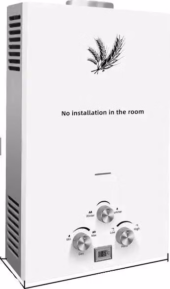Scaldabagno, compatibile con gas propano e butano, erogazione immediata di acqua calda, 12 l, 24 kW, bianco
