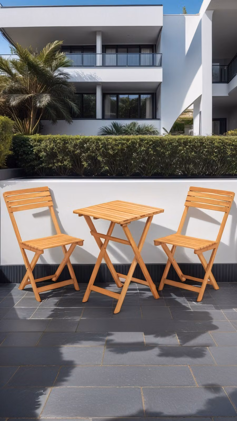 Skye Decor, set di tavolo e sedie da giardino di alta qualità (3 pezzi) in legno di faggio, colore marrone