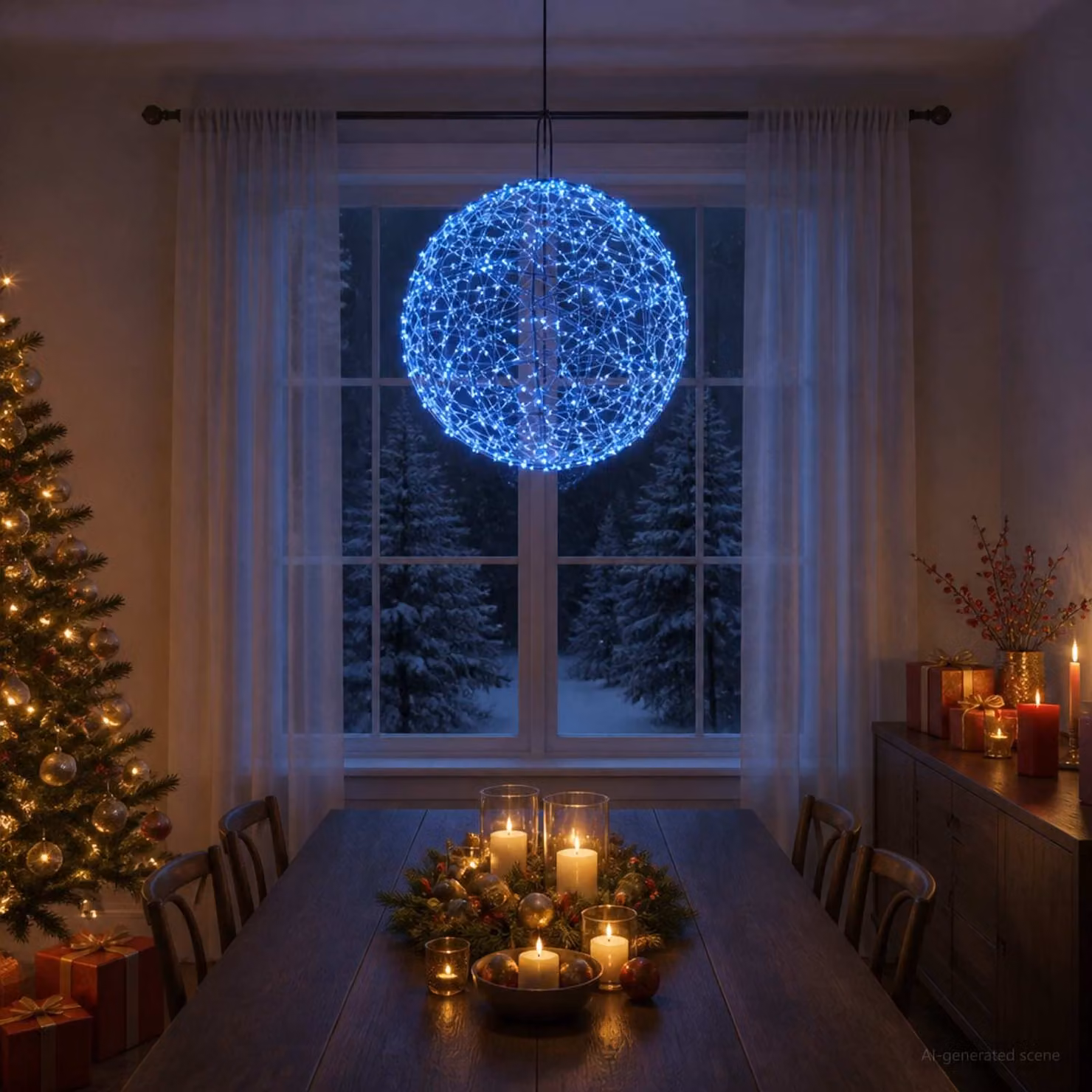 vidaXL Luce a punta di Natale 950 LED Blu Diametro 60 x 63 cm