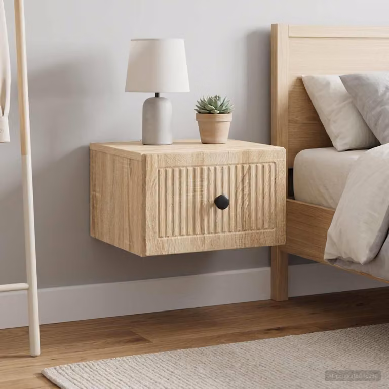Set di 2 comodini sospesi vidaXL in Rovere Sonoma, L 33 cm x P 34,5 cm x H 20 cm