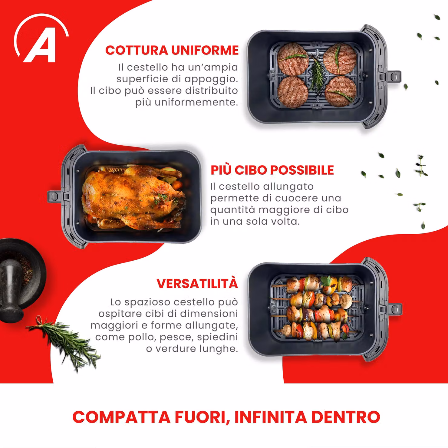 Friggitrice ad aria Ardes Friggisana Infinity da 8 litri, 1700 Watt, colore bianco – 4