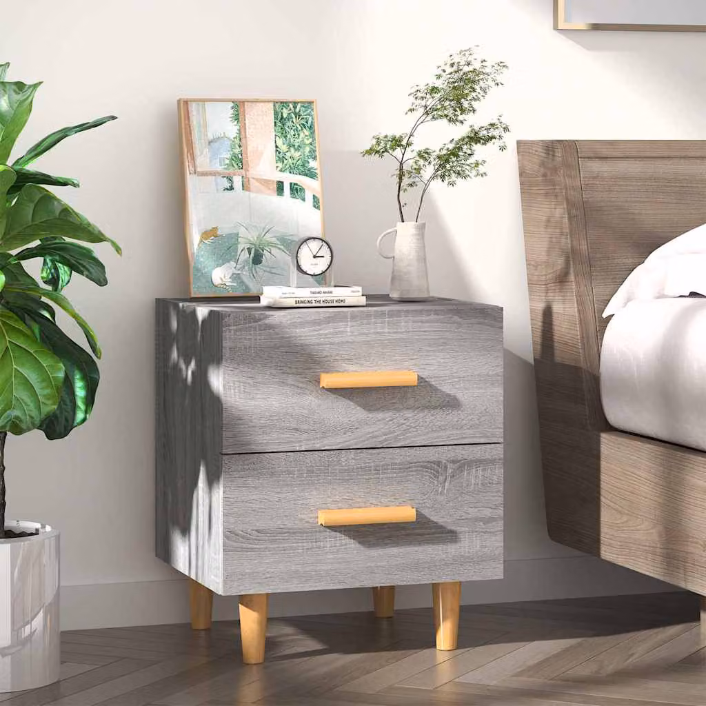 Comodino vidaXL in stile scandinavo Grigio Sonoma L: 40 cm, P: 35 cm, H: 47,5 cm
