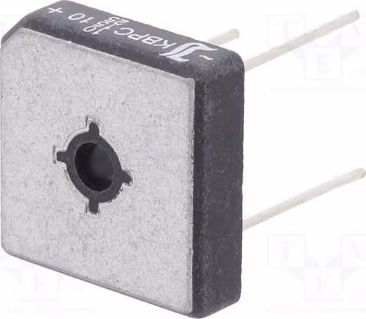 1x Raddrizzatore a ponte monofase Urmax: 1 kV, corrente: 10/15/25 A, montaggio su circuito stampato, modello KBPC10/15/2510WP E