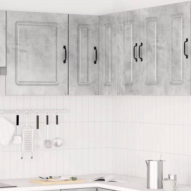 Pensile da cucina ad angolo Kalmar vidaXL, colore grigio cemento, in materiale composito e MDF con ante a battente e finitura opaca, L: 60 cm, H: 57 cm, P: 57 cm