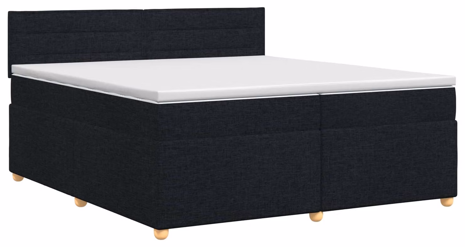 Letto a molle con materasso nero 200 x 200 cm in tessuto