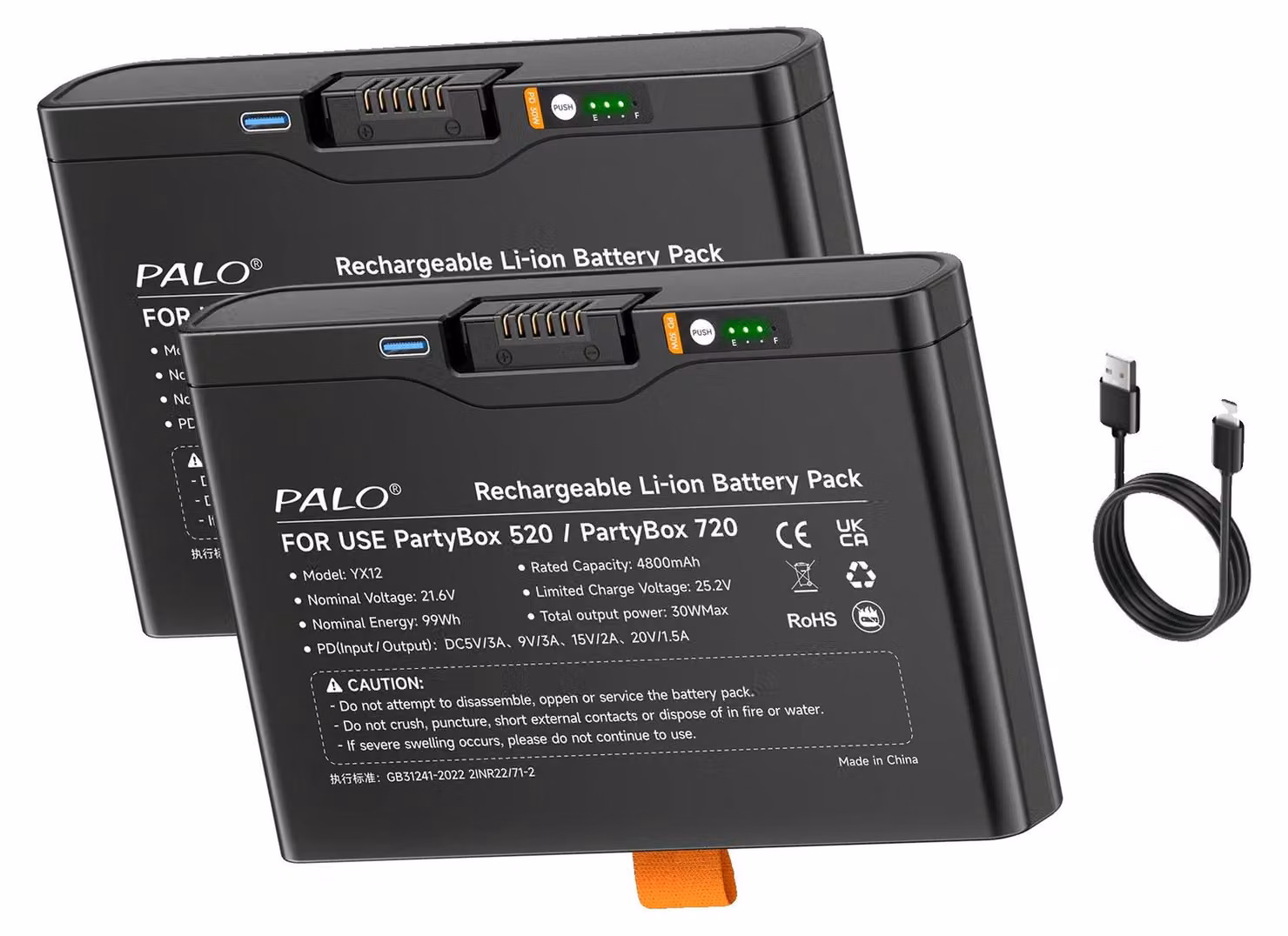 Batterie ricaricabili, capacità 4800mAh, tensione 21,6V, confezione da 2 pezzi