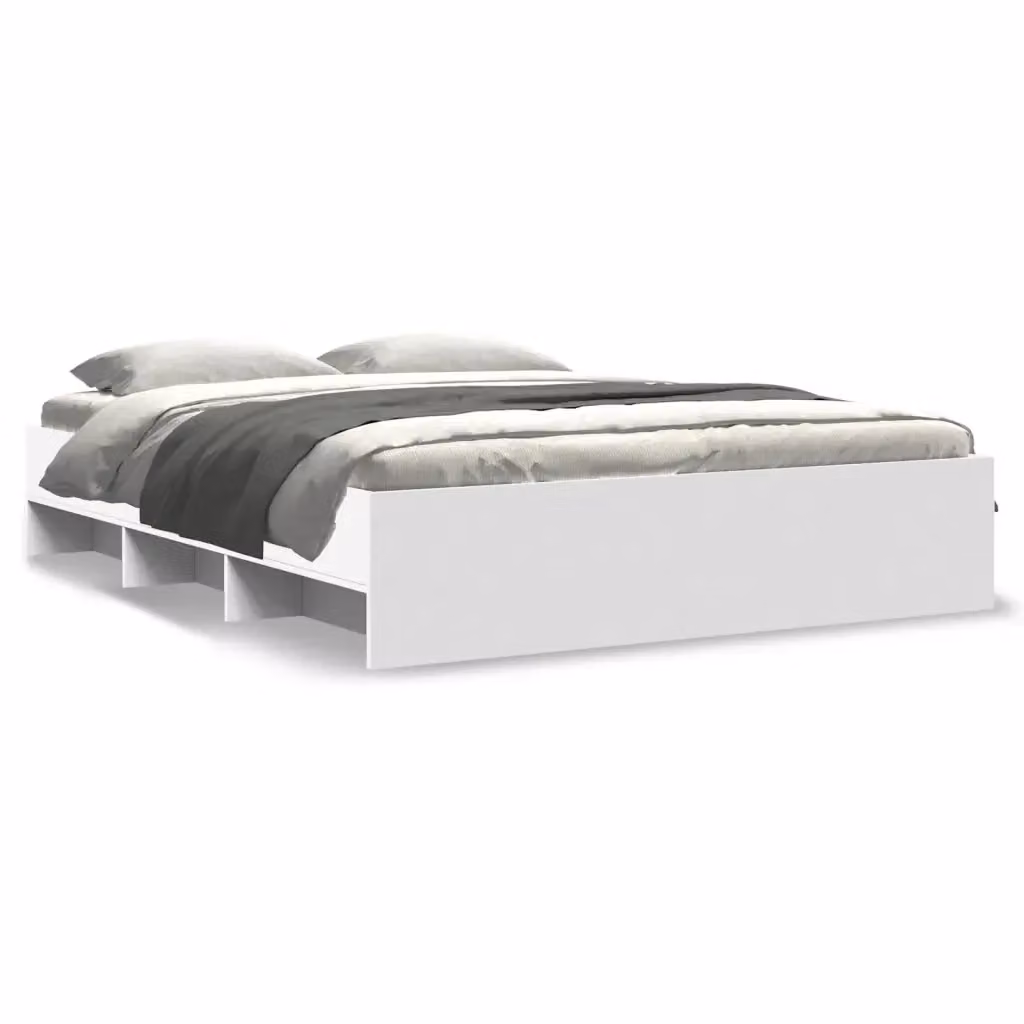 Letto con contenitore e scomparti laterali vidaXL in legno bianco L/P/H: 203 x 150 x 35 cm – 2