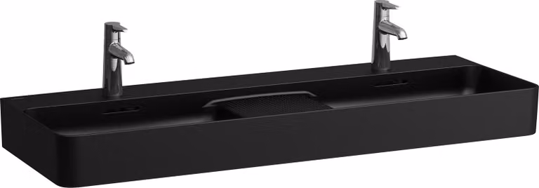 LAUFEN VAL lavabo double, 1 trou de robinetterie, avec trop-plein, 1200x420mm, zone semi-sèche au centre, H8142827161041, H8142827161041