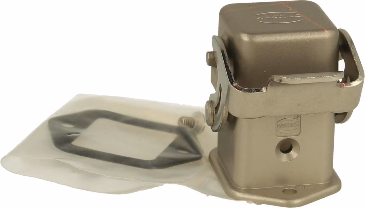 HARTING Han 3A INOX Custodia da montaggio diritta con 1 staffa con cappuccio protettivo in metallo - 1 pezzo