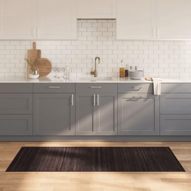 Tappeto rettangolare moderno vidaXL in bambù e polipropilene marrone, antiscivolo, L: 80 cm x P: 200 cm