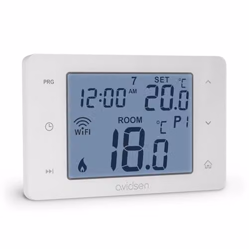 Avidsen Home Flow 127062 Termostato Wi-Fi Intelligente Programmabile, Comando Manuale E App Avidsenhome, Da Incasso A Muro, Compatibile Alexa E Google Home, Bianco