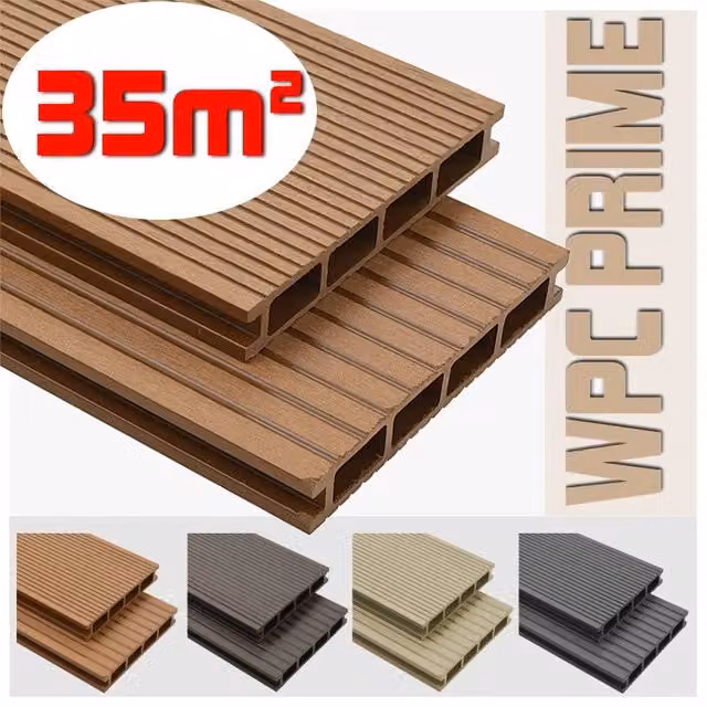 Listoni WPC per pavimentazione decking colore Teak, superficie 35m², dimensioni listone L: 14 cm x P: 220 cm, spessore: 25 mm