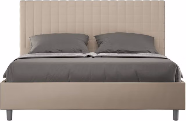 Letto imbottito Matrimoniale 160x190 cm Sunny - Similpelle,Tortora,Con rete