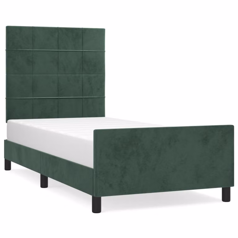 Giroletto senza Materasso Verde Scuro 80x200 cm in Velluto