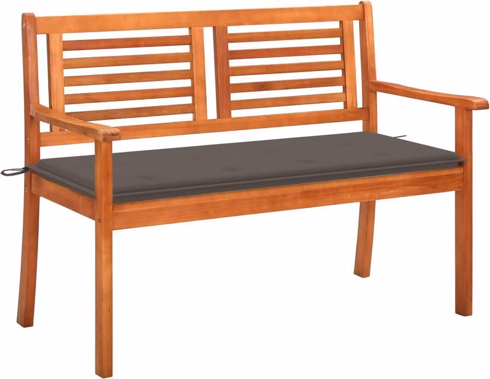 vidaXL Panca da giardino a 2 posti con cuscino 120 cm in legno massiccio di eucalipto