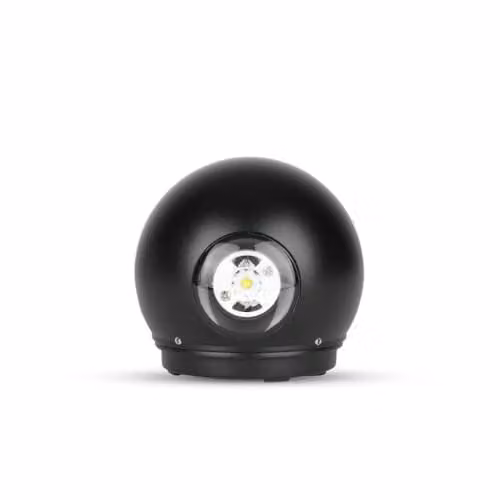 Lampada LED da Muro Sferica 6W Doppio Fascio Luminoso Colore Nero 4000K IP65