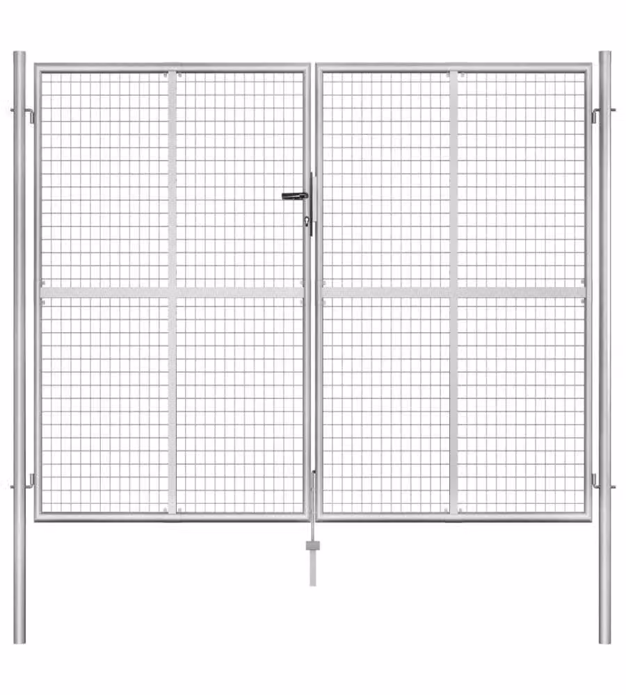 Cancello per Giardino in Acciaio Zincato 306x250 cm Argento