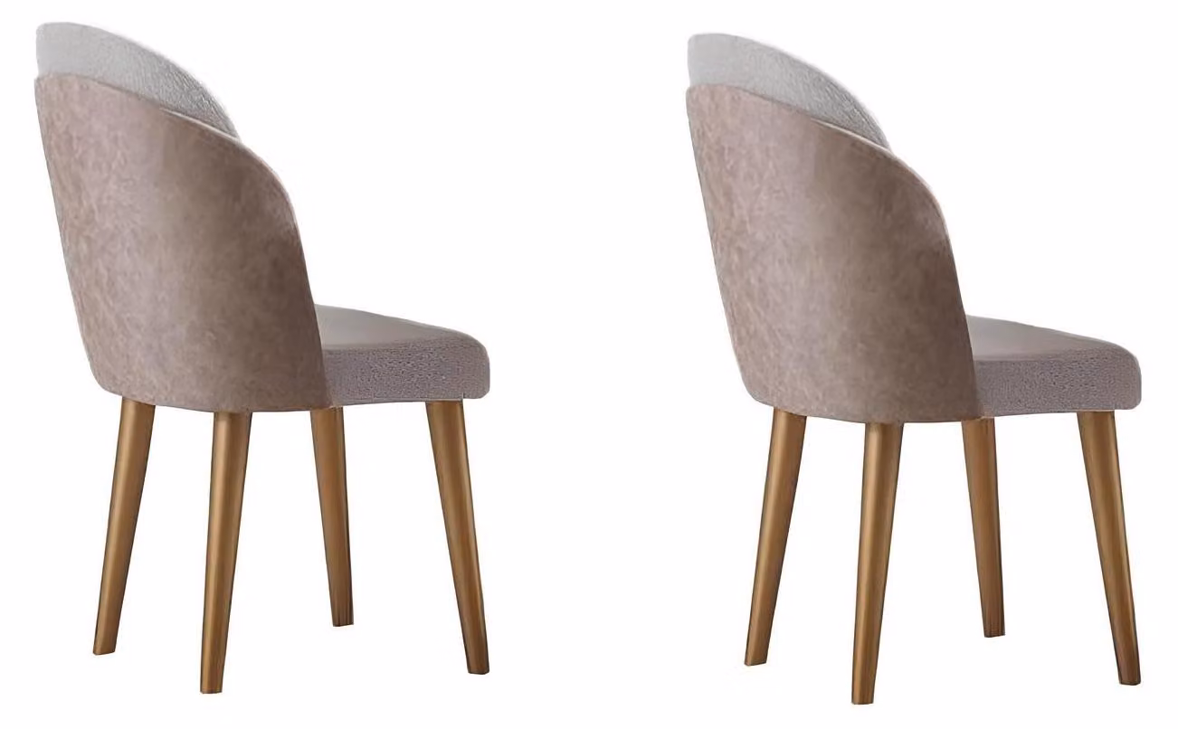 Set di sedie per tavolo da pranzo, stile moderno, colore beige, struttura in legno, design elegante