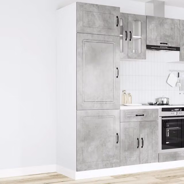 Credenza da Cucina Kalmar Design Mania Grigio Cemento in Legno Multistrato L: 60 cm, P: 57 cm, H: 207 cm