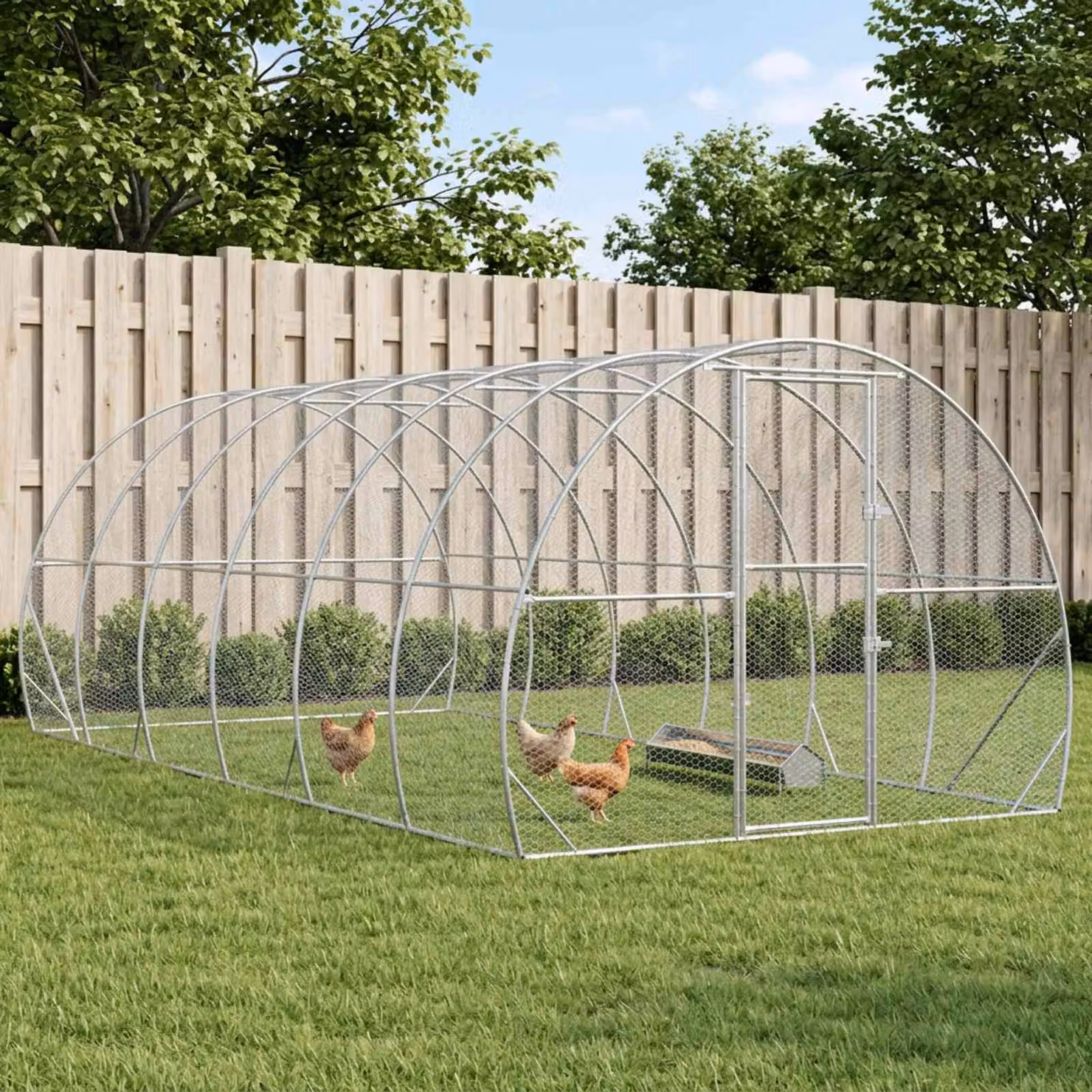 vidaXL Pollaio Argento 600 x 300 x 200 cm Acciaio zincato