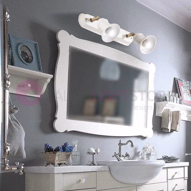 CANTUCCI Lampada da Parete o Soffitto a 2 Luci Orientabili in Ceramica Bianca e Ottone Ceramiche Borso – 2