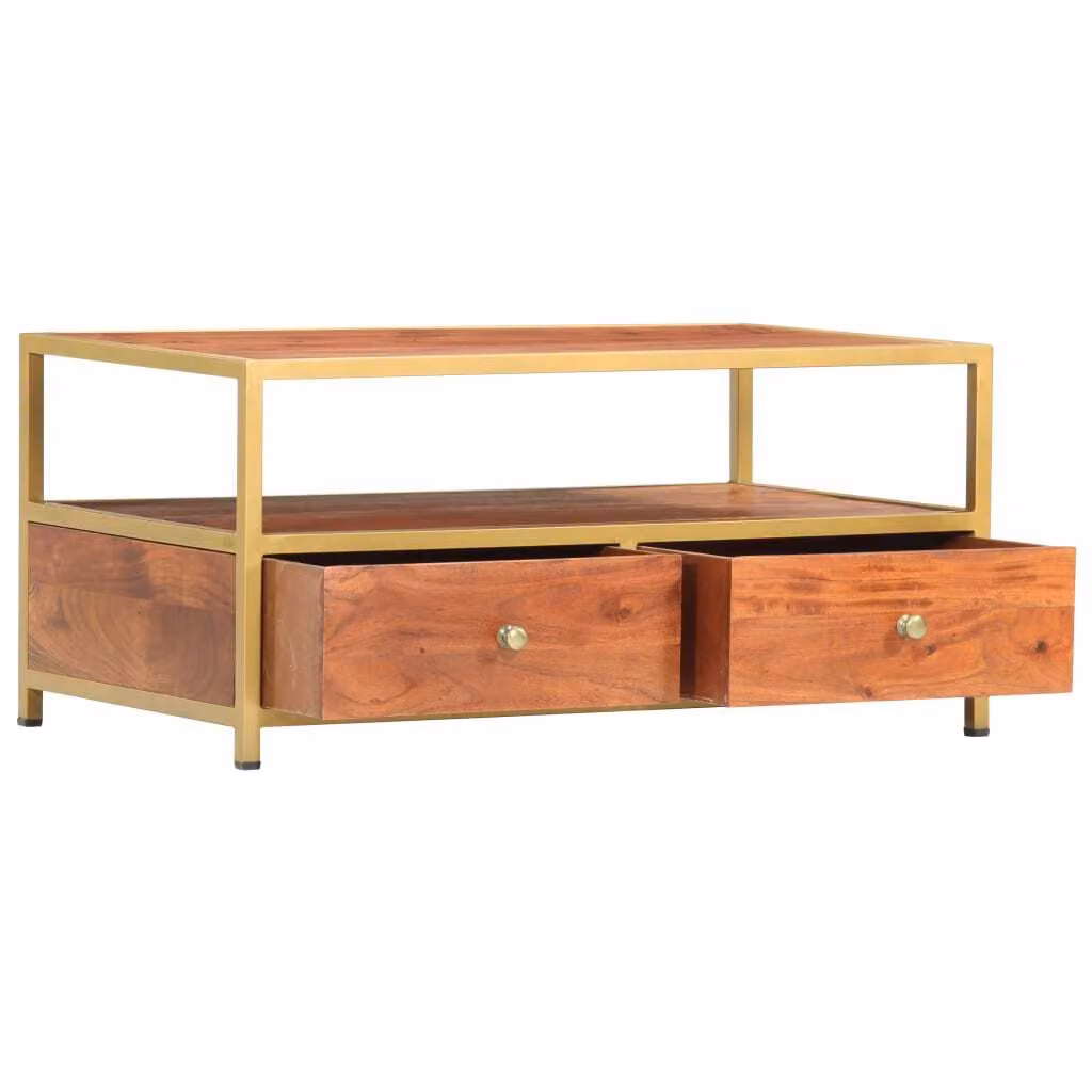 Tavolino da Salotto 90x50x40 cm in Legno Massello di Acacia