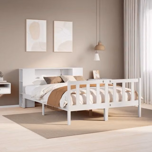 Letto Libreria senza Materasso Bianco 140x190 cm Legno di Pino 3321654