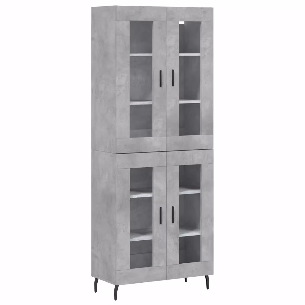Credenza moderna vidaXL in legno, vetro e metallo, colore grigio, L: 69,5 cm, P: 34 cm, H: 180 cm – 2
