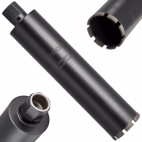 VEVOR Corona Diamantata per Carotaggio a Umido per Cemento Armato e Muratura, Diametro: 8,9 cm, Profondità di Foratura: 35,6 cm, Colore: Nero